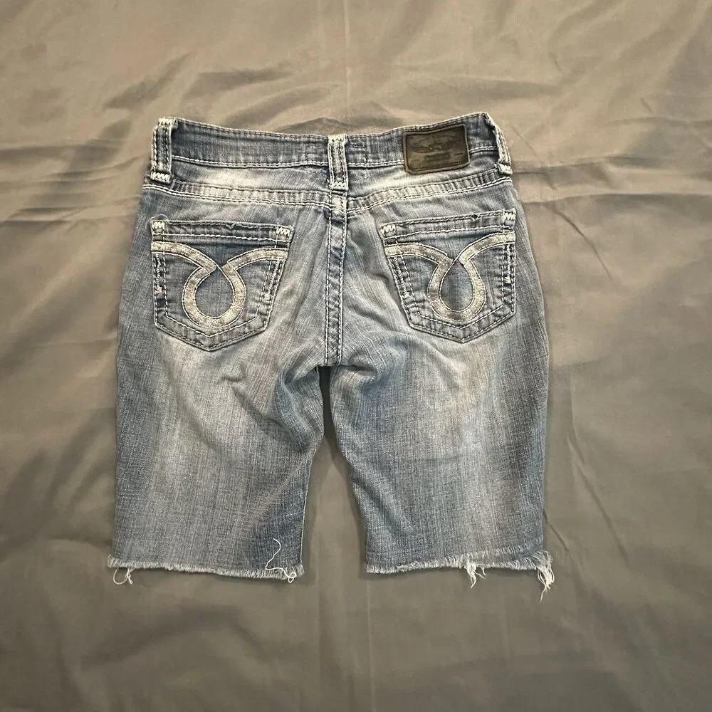 Women’s Distressed Denim Bermuda Shorts - Blue